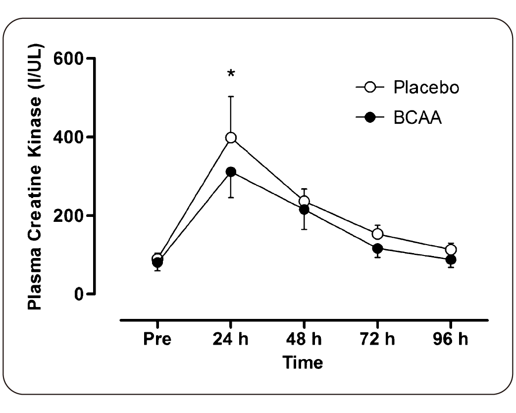 補充BCAA前後肌肉損傷程度